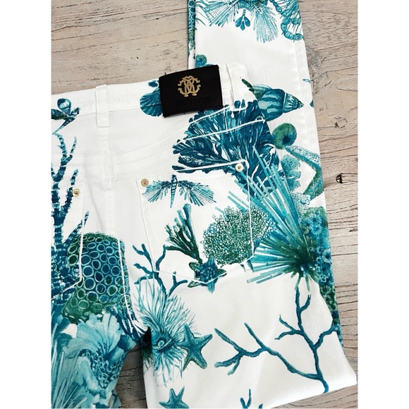 Roberto Cavalli Blue and White Straight Leg Jeans size 40 - Picture 5 of 14